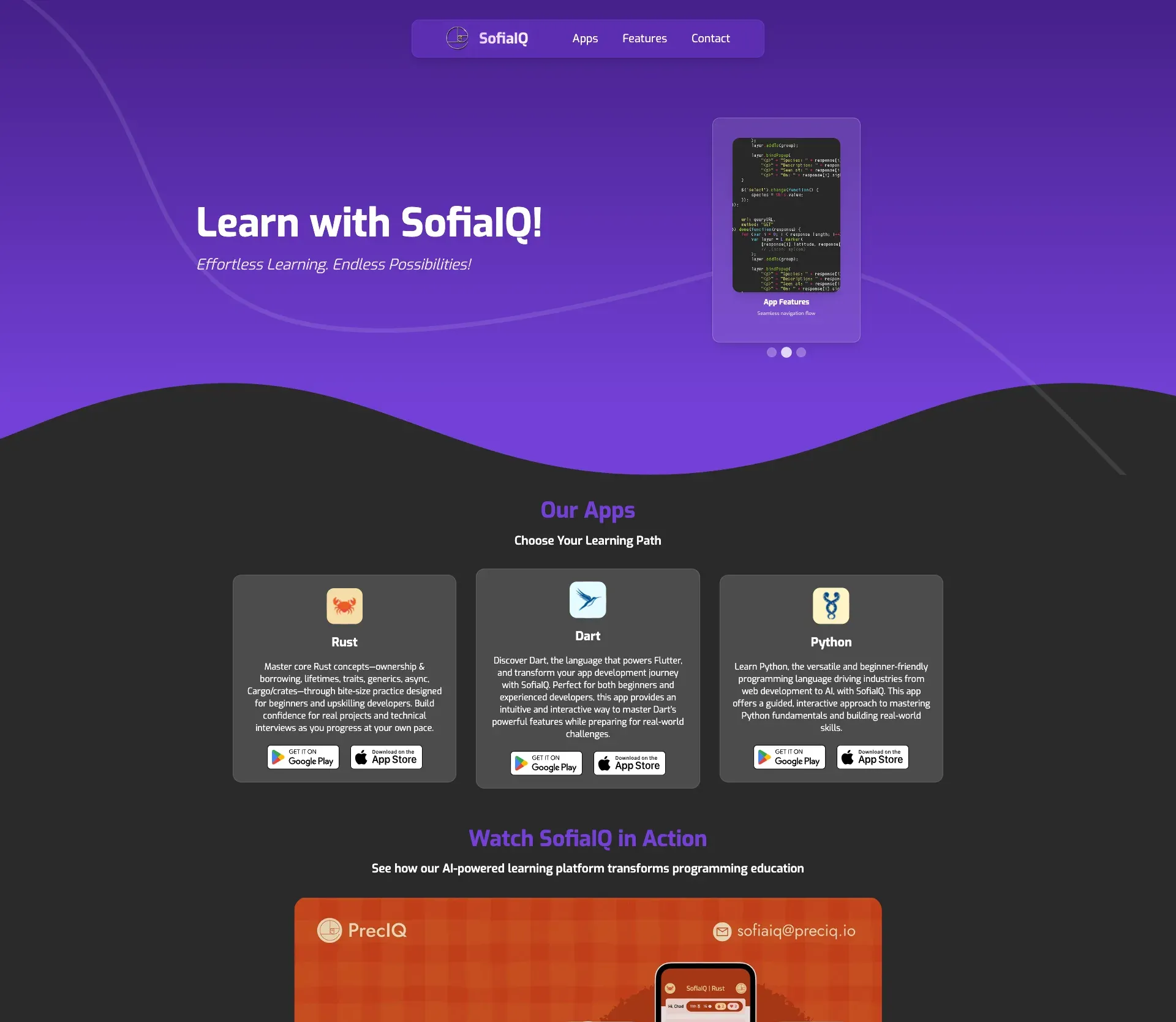 SofiaIQ programming learning platform website